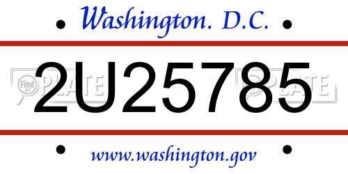 2U25785 District Of Columbia License Plate