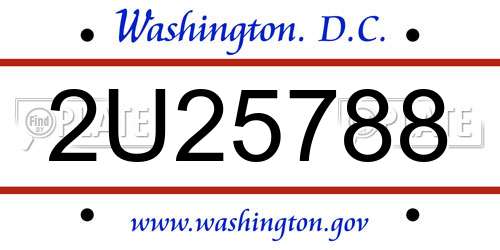 2U25788 District Of Columbia License Plate