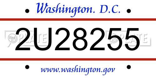 2U28255 District Of Columbia License Plate