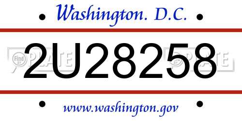 2U28258 District Of Columbia License Plate