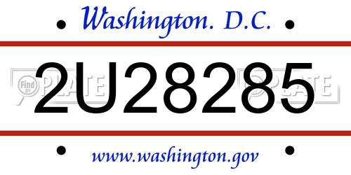 2U28285 District Of Columbia License Plate