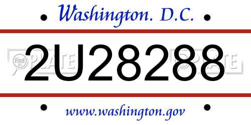 2U28288 District Of Columbia License Plate