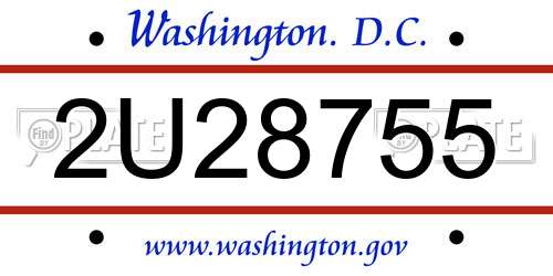 2U28755 District Of Columbia License Plate