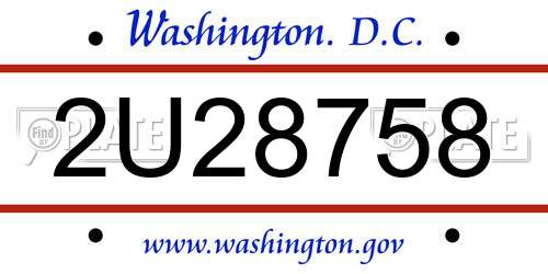 2U28758 District Of Columbia License Plate