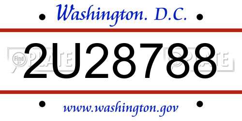 2U28788 District Of Columbia License Plate