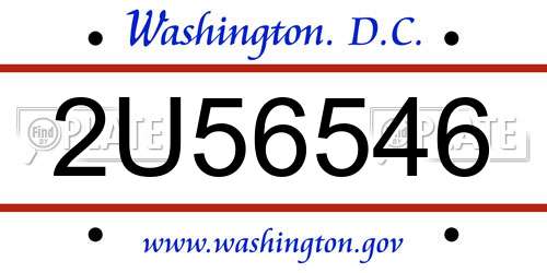 2U56546 District Of Columbia License Plate
