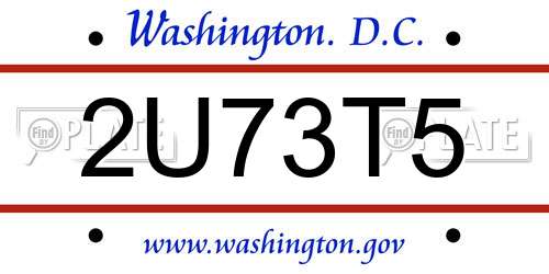 2U73T5 District Of Columbia License Plate
