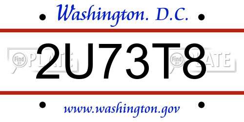 2U73T8 District Of Columbia License Plate