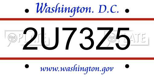 2U73Z5 District Of Columbia License Plate
