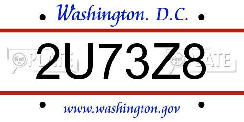 2U73Z8 District Of Columbia License Plate