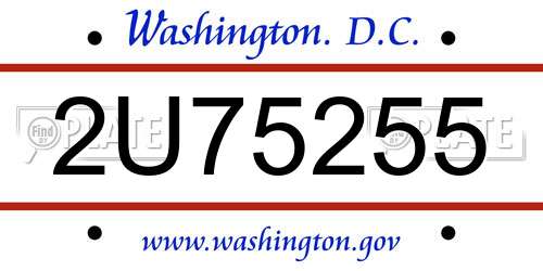 2U75255 District Of Columbia License Plate