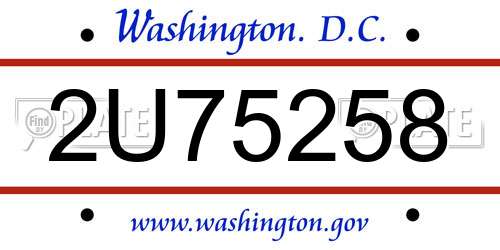 2U75258 District Of Columbia License Plate