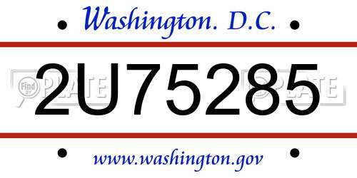 2U75285 District Of Columbia License Plate