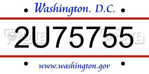 2U75755 District Of Columbia License Plate