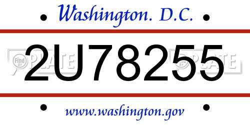 2U78255 District Of Columbia License Plate
