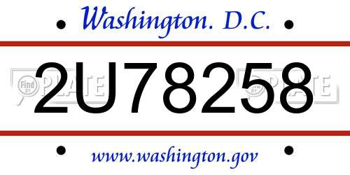 2U78258 District Of Columbia License Plate