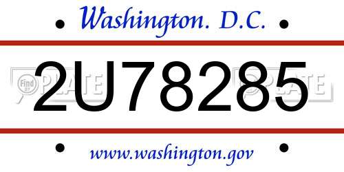 2U78285 District Of Columbia License Plate