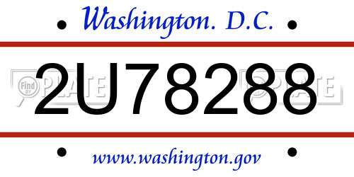 2U78288 District Of Columbia License Plate