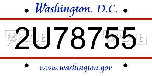 2U78755 District Of Columbia License Plate