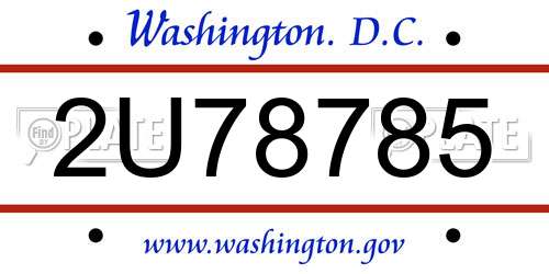 2U78785 District Of Columbia License Plate