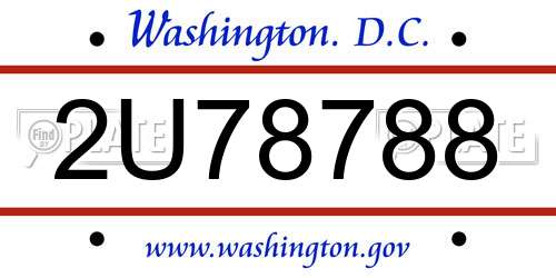 2U78788 District Of Columbia License Plate