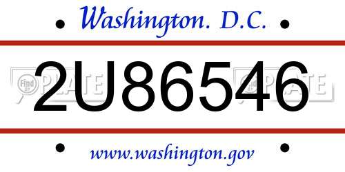 2U86546 District Of Columbia License Plate
