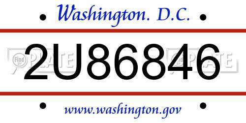 2U86846 District Of Columbia License Plate