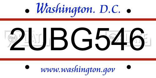2UBG546 District Of Columbia License Plate