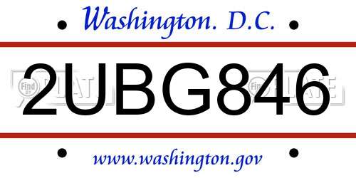 2UBG846 District Of Columbia License Plate