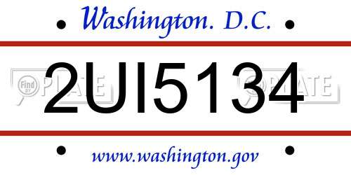 2UI5134 District Of Columbia License Plate