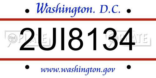2UI8134 District Of Columbia License Plate