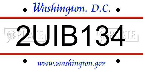 2UIB134 District Of Columbia License Plate