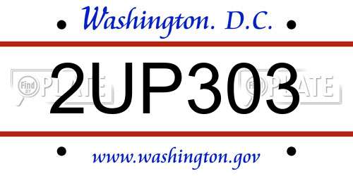 2UP303 District Of Columbia License Plate