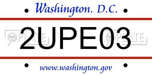 2UPE03 District Of Columbia License Plate