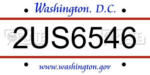 2US6546 District Of Columbia License Plate