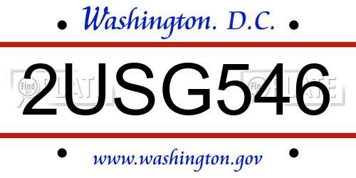 2USG546 District Of Columbia License Plate