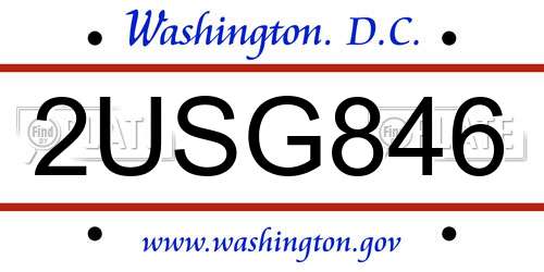 2USG846 District Of Columbia License Plate
