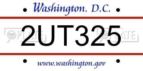 2UT325 District Of Columbia License Plate