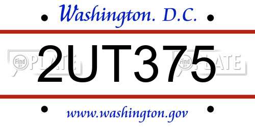 2UT375 District Of Columbia License Plate