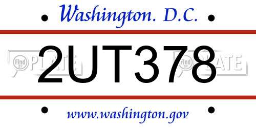 2UT378 District Of Columbia License Plate