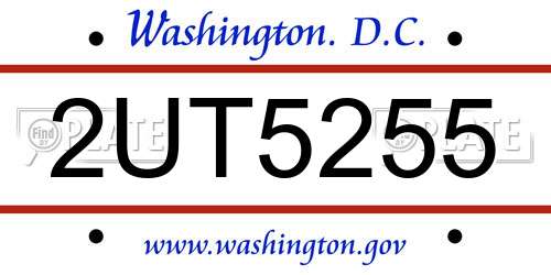 2UT5255 District Of Columbia License Plate