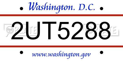 2UT5288 District Of Columbia License Plate