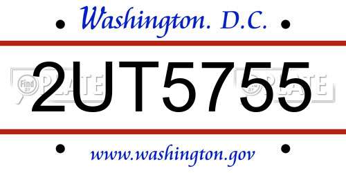 2UT5755 District Of Columbia License Plate