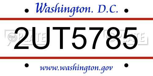 2UT5785 District Of Columbia License Plate
