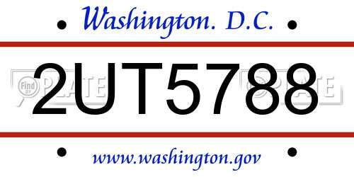 2UT5788 District Of Columbia License Plate