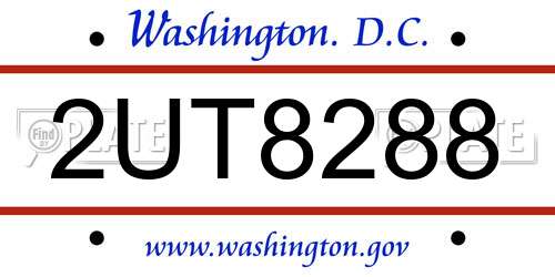 2UT8288 District Of Columbia License Plate