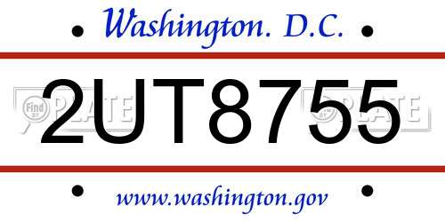 2UT8755 District Of Columbia License Plate