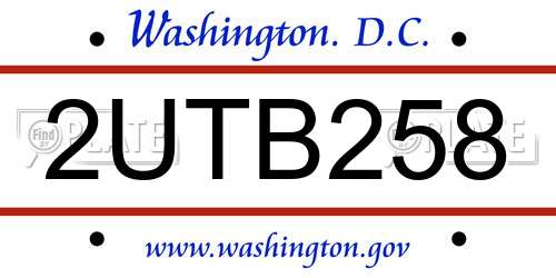 2UTB258 District Of Columbia License Plate