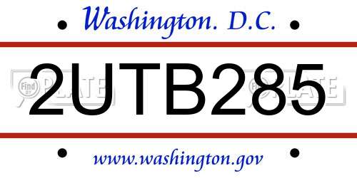 2UTB285 District Of Columbia License Plate