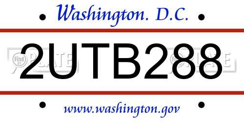 2UTB288 District Of Columbia License Plate